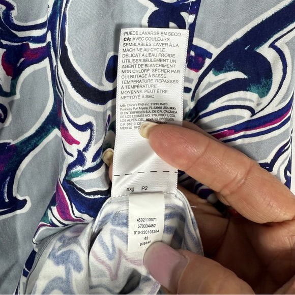 Chico’s Sand Wash Satin Painted Paisley Women's Blouse, Chico’s Size 1. NWOT - Picture 10 of 12